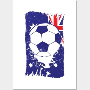 Vintage Aussie Flag with Football // Retro Australia Soccer Posters and Art